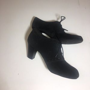 Wide width Clark’s Vintage Style Black Suede Shoes